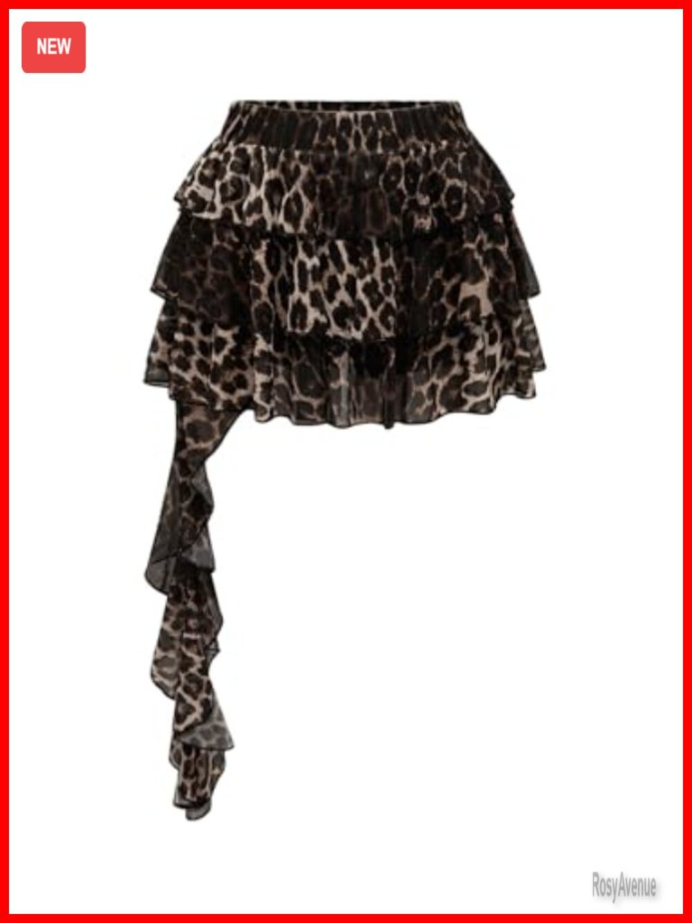 Women's Cheetah Print Mini Skirt High Rise Tiered Layered Y2K